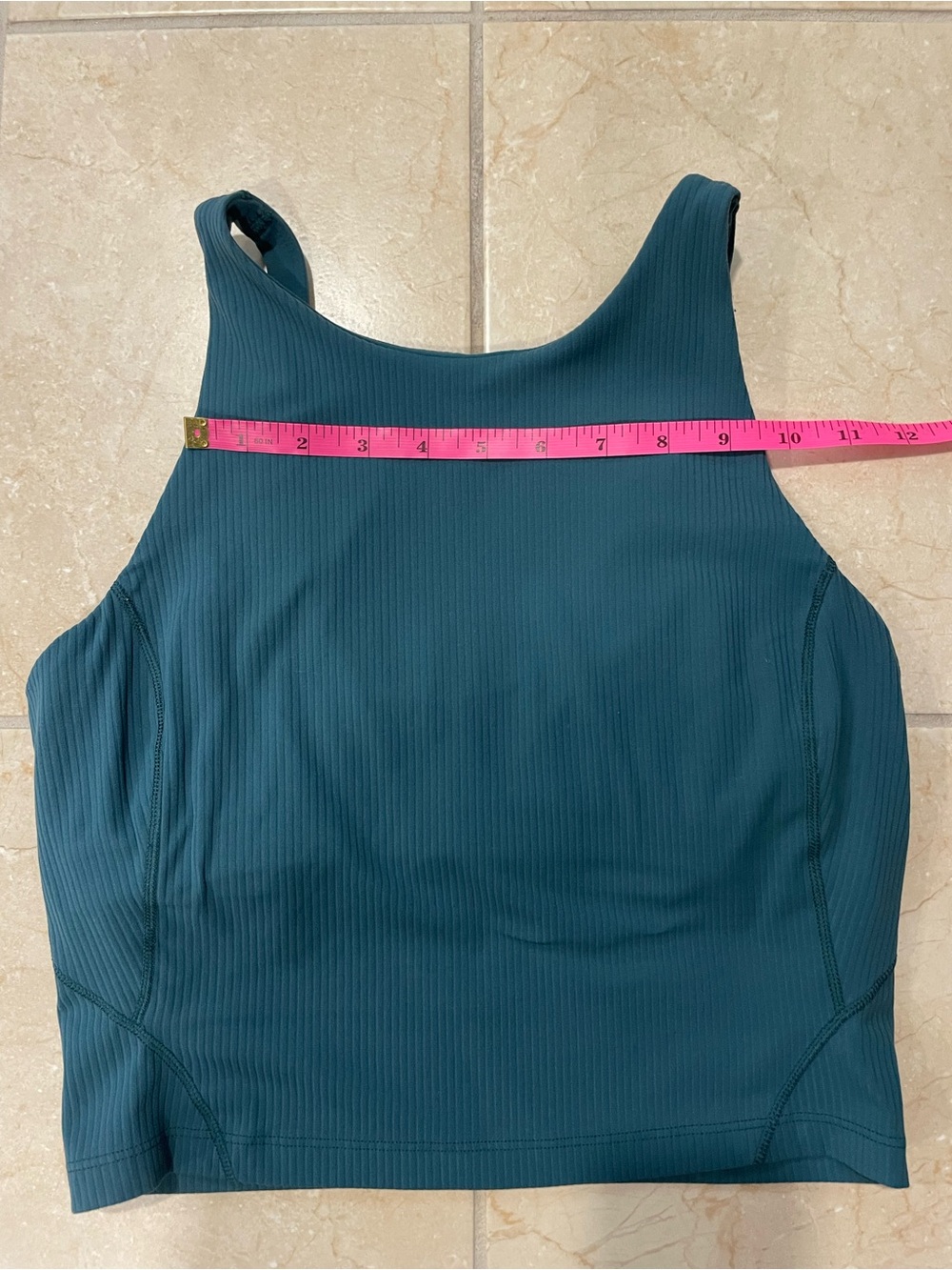 lululemon athletica Ribbed Deep Teal Scoop Neck Crop Tank - Picture 7 of 11
